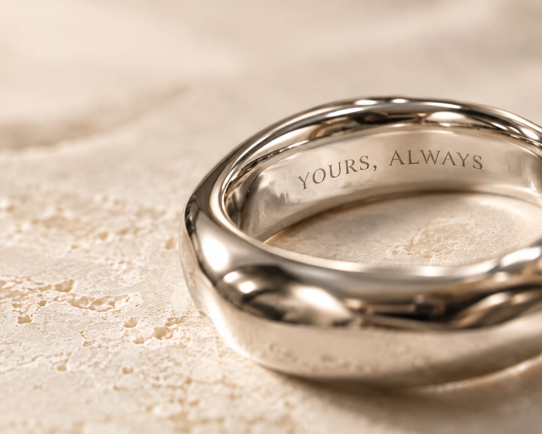 The inside of a band, engraved